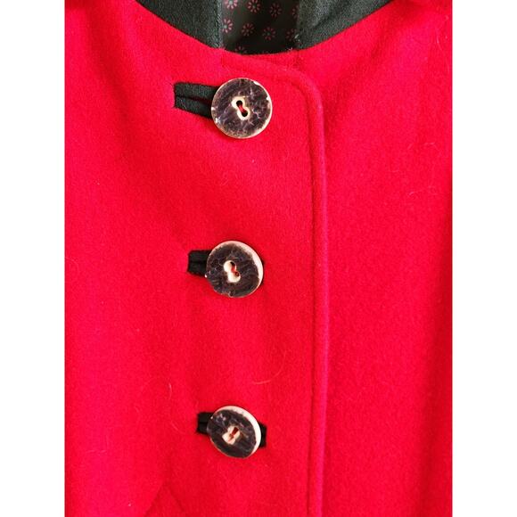 VTG 1970s Salzburg Austria Red Wool Cape Cloak Hooded Embroidered 38 - Picture 10 of 16